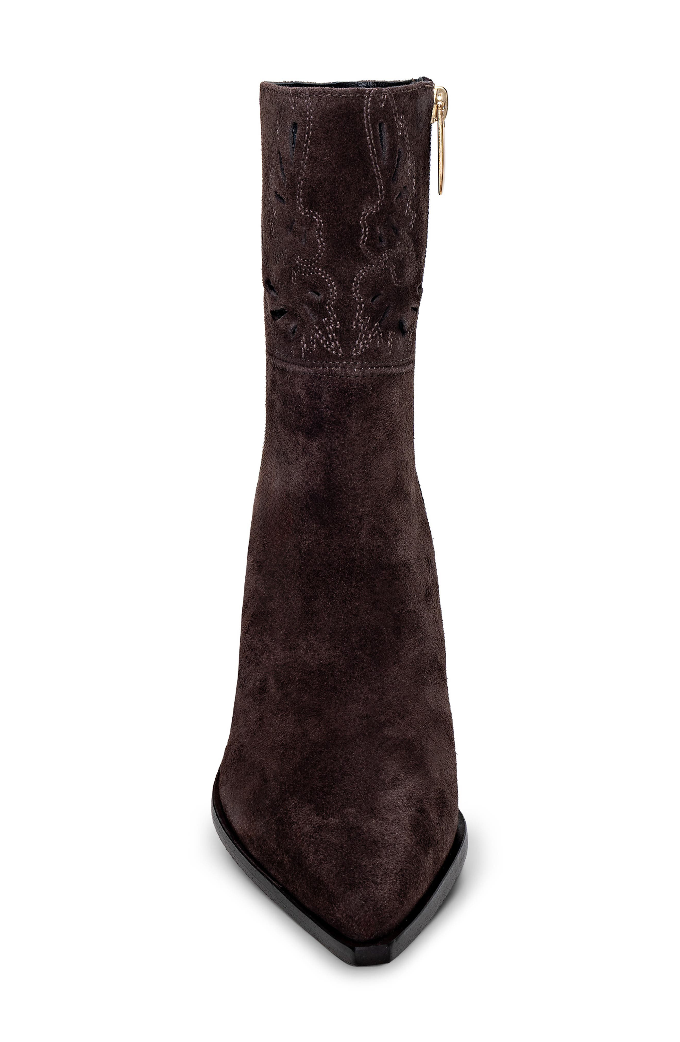L'AGENCE Anne Western Boot in Dark Brown Suede at Nordstrom - 4