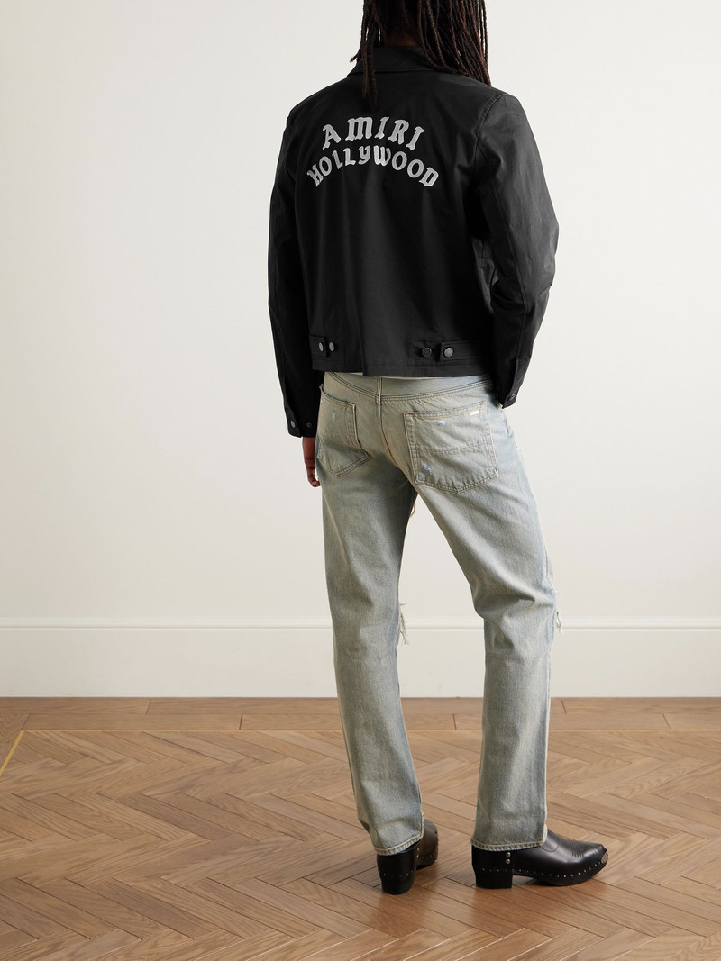 AMIRI Logo-Flocked Cotton-Blend Blouson Jacket Black outlook