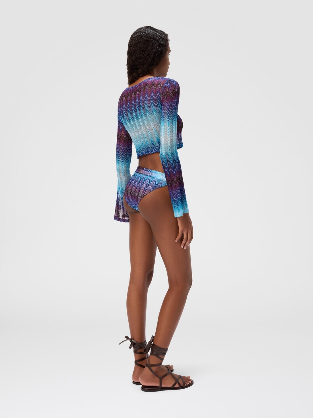 Long sleeve crop top in viscose blend - 3