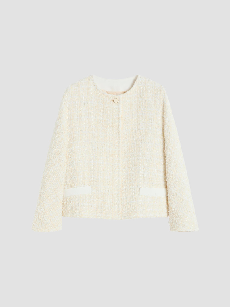 Women's Boxy Bouclé Jacket - Beige 1