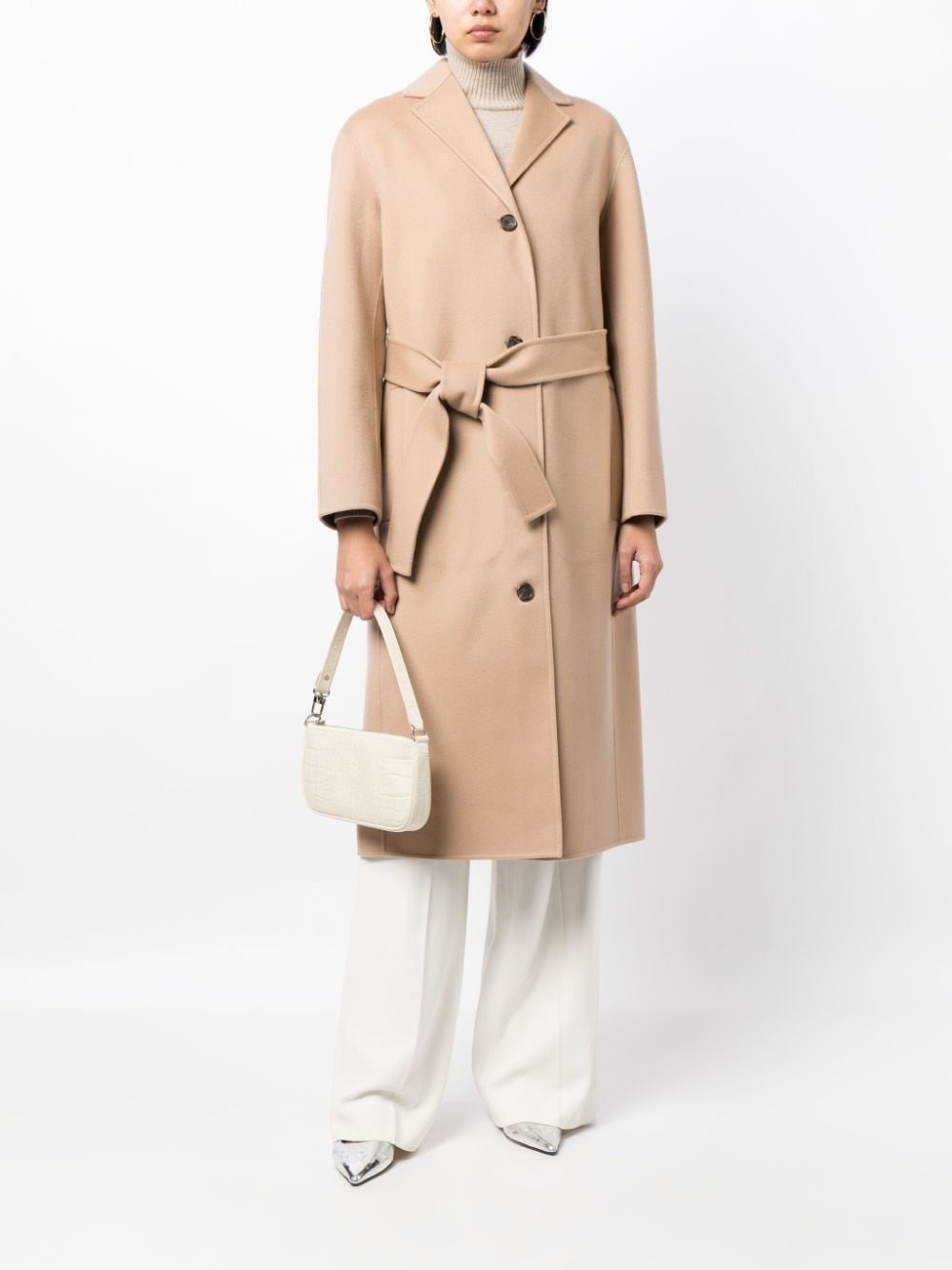wool-cashmere belted-waist coat - 2