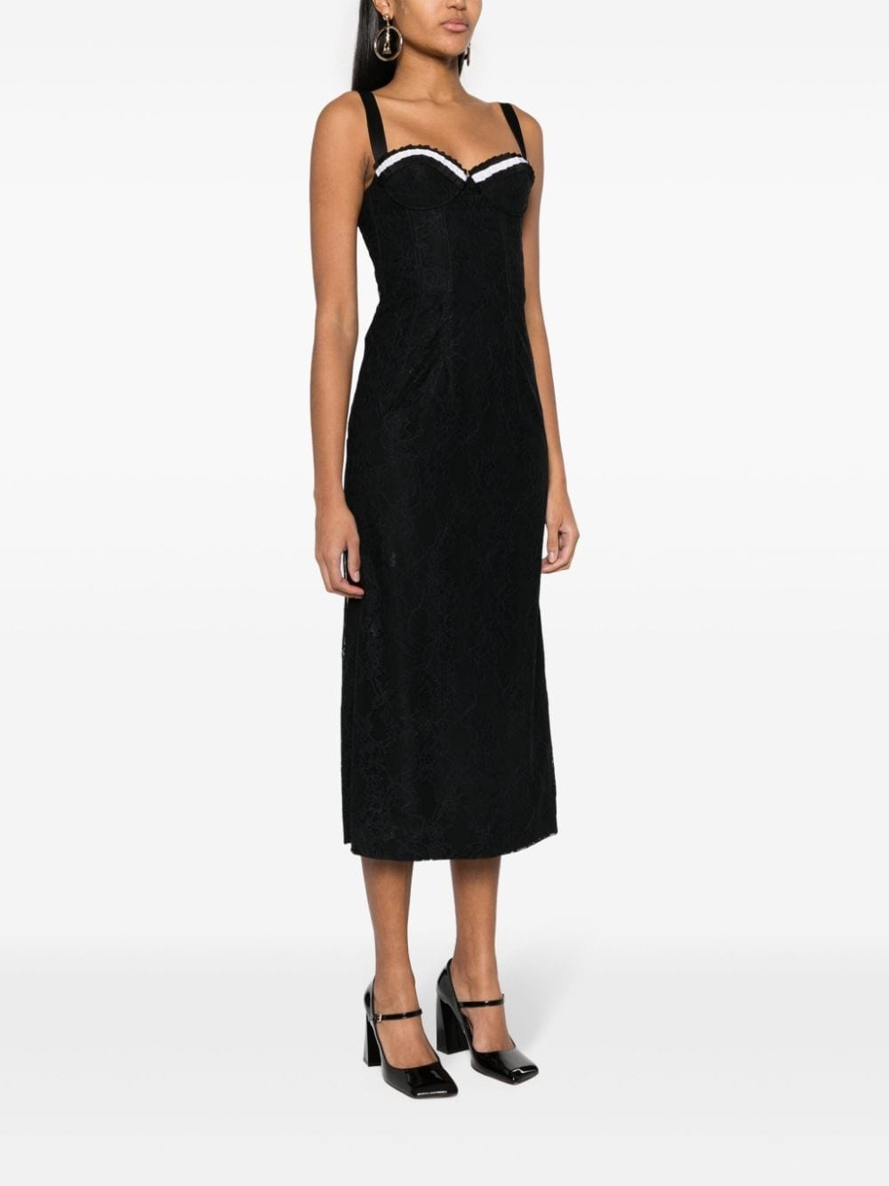 floral-lace midi dress - 3