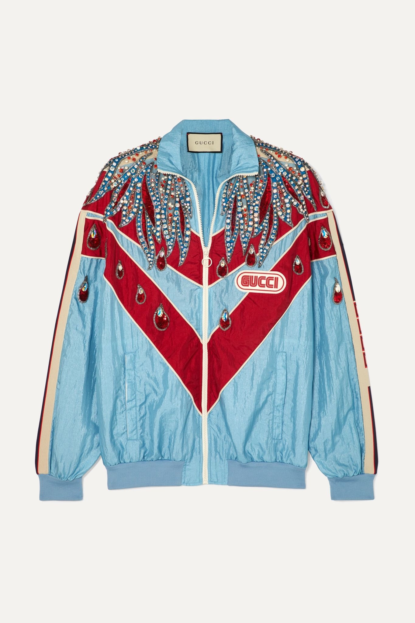 Paneled embellished shell track jacket - 1