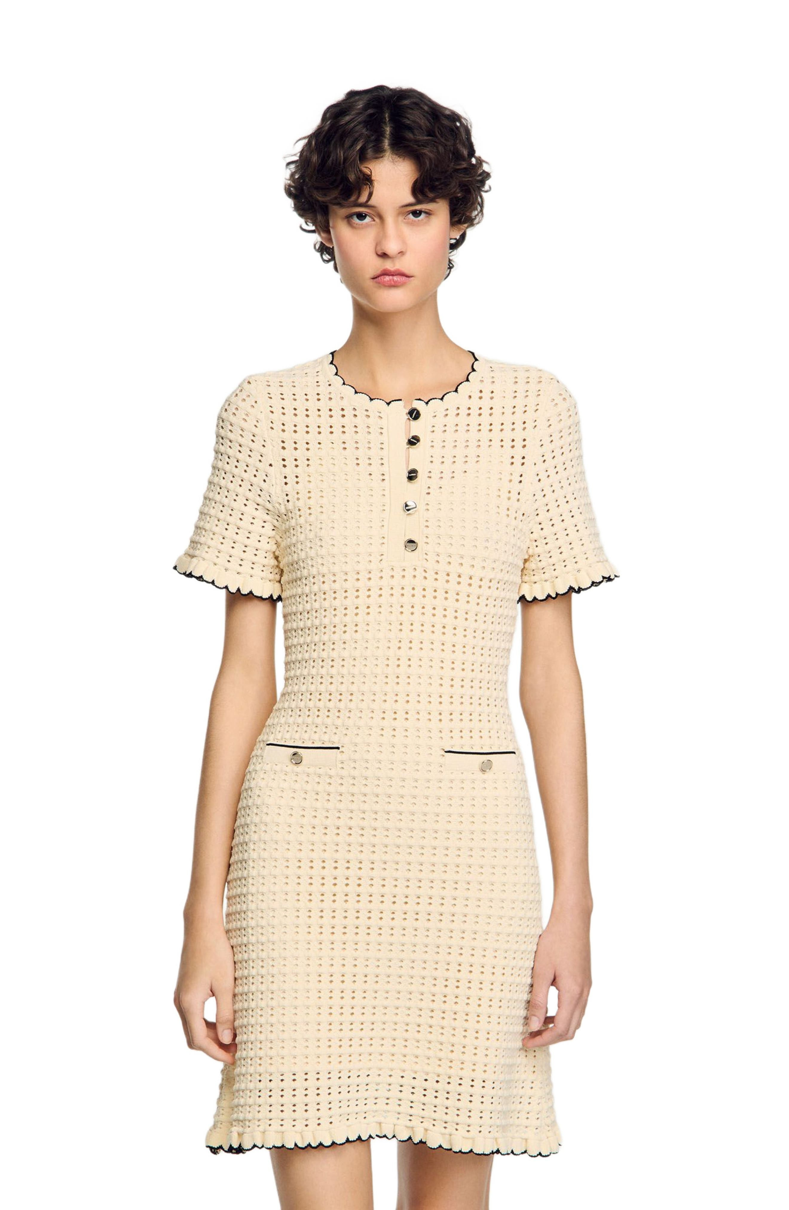 SANDRO Short knit dress in Vanilla at Nordstrom - 3