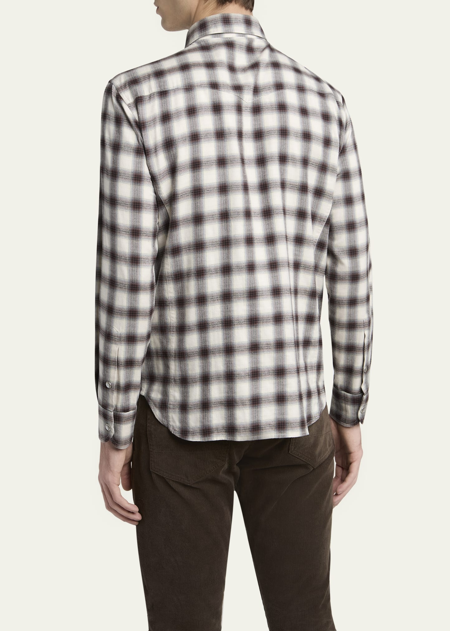 Men's Small Buffalo Plaid Slim Fit Western Shirt - 3