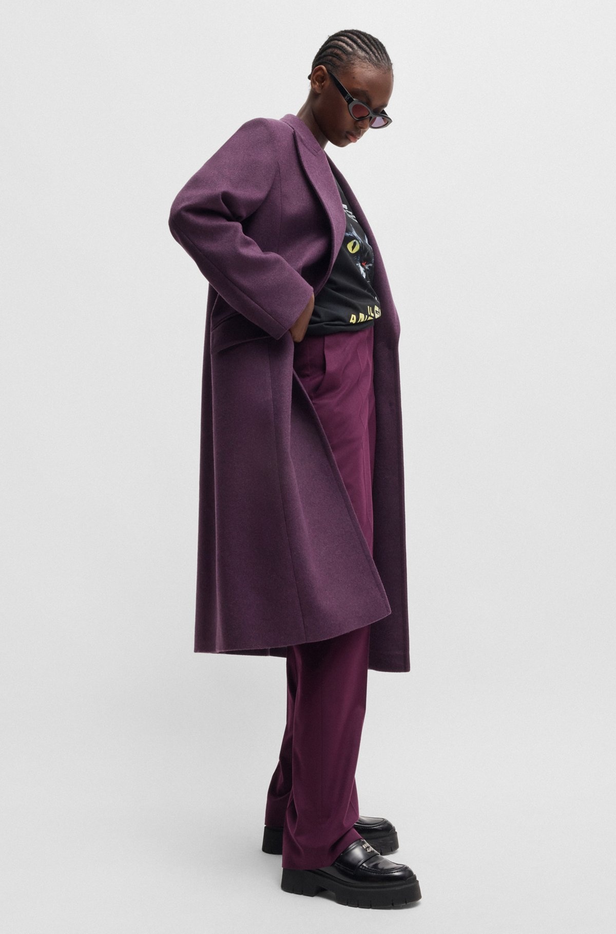 LONG-LENGTH REGULAR-FIT COAT WITH PEAK LAPELS - 2