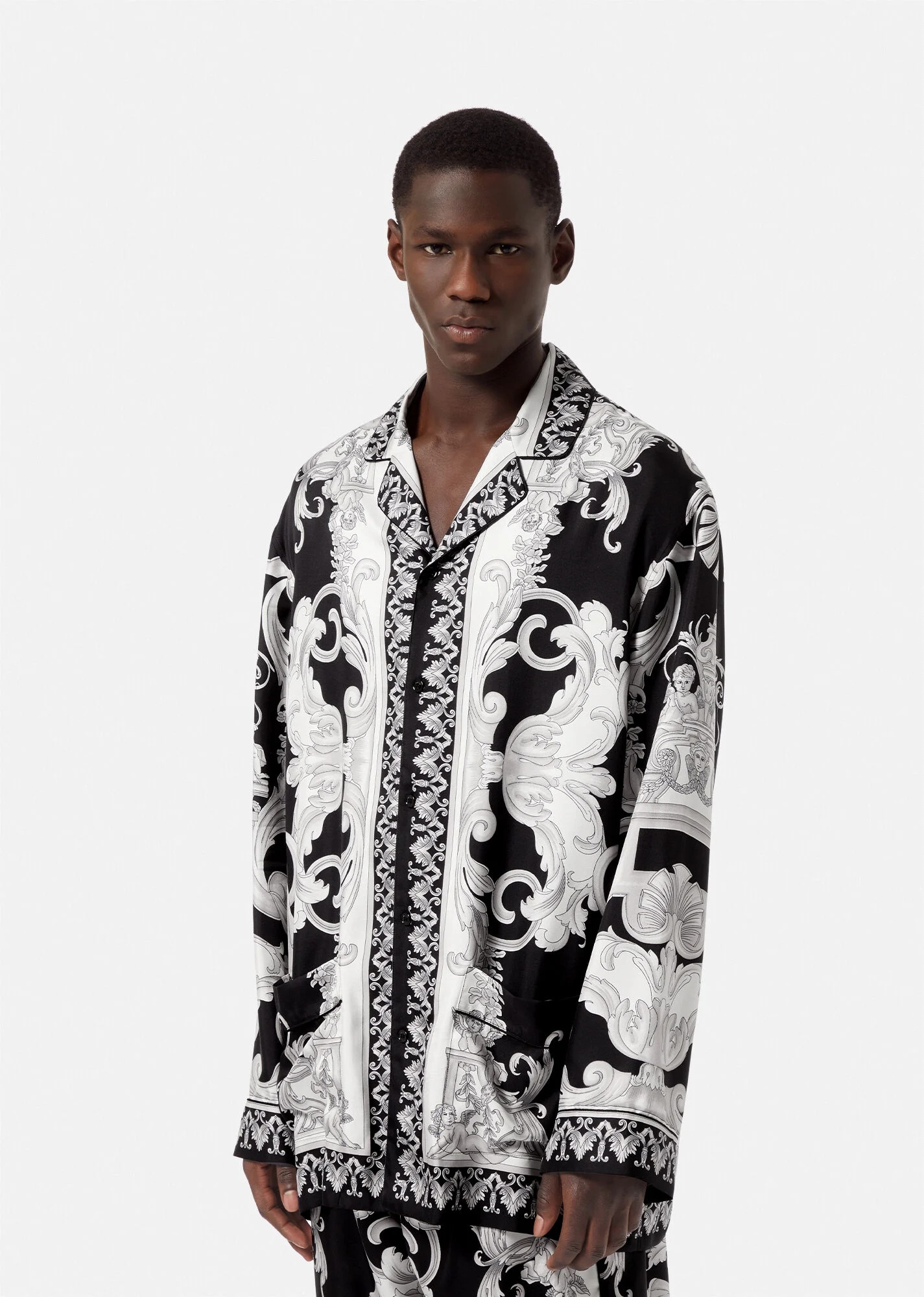 Silver Baroque Silk Pyjama Top - 3