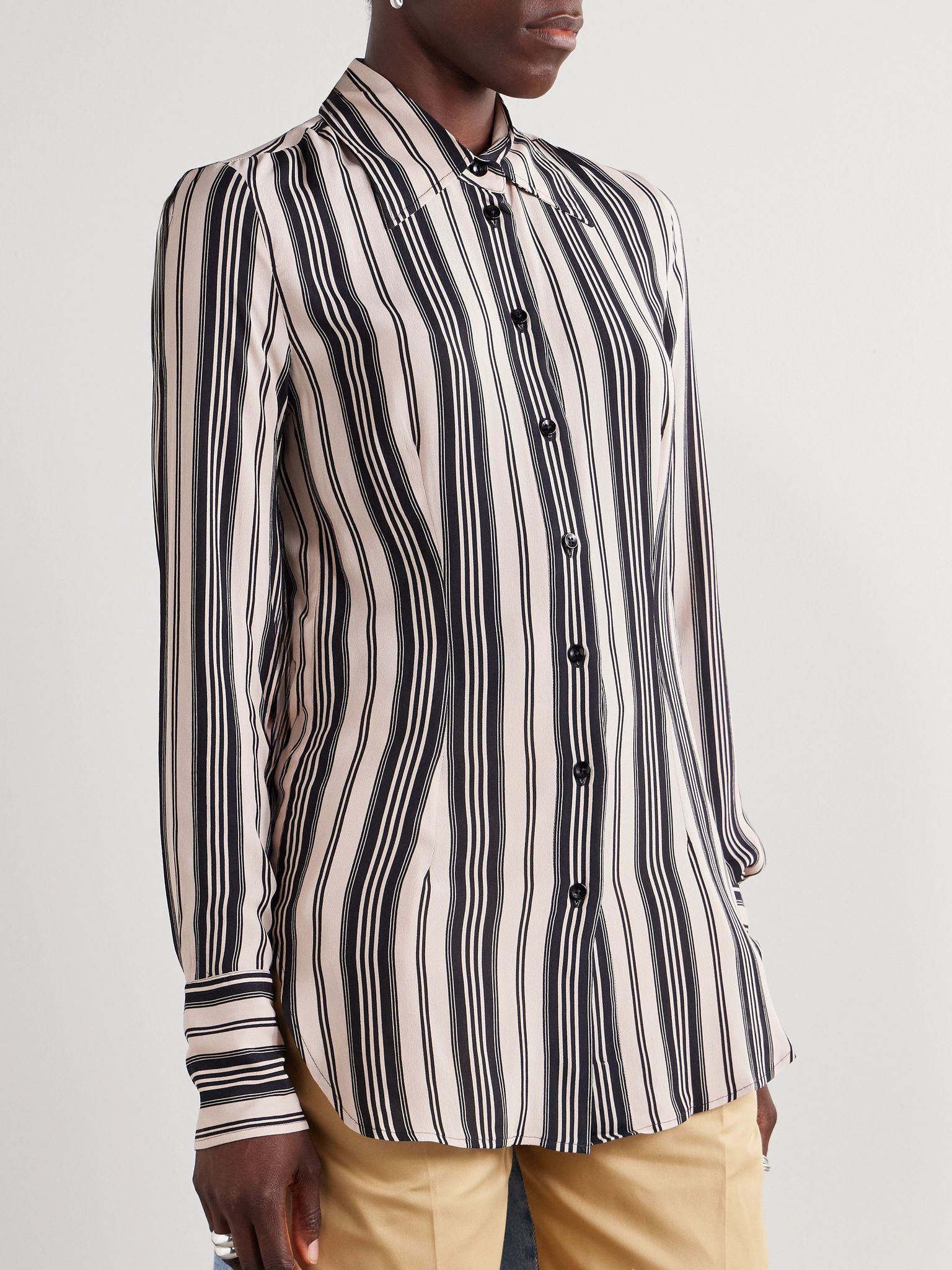 Rowan striped crepe shirt Black - 3