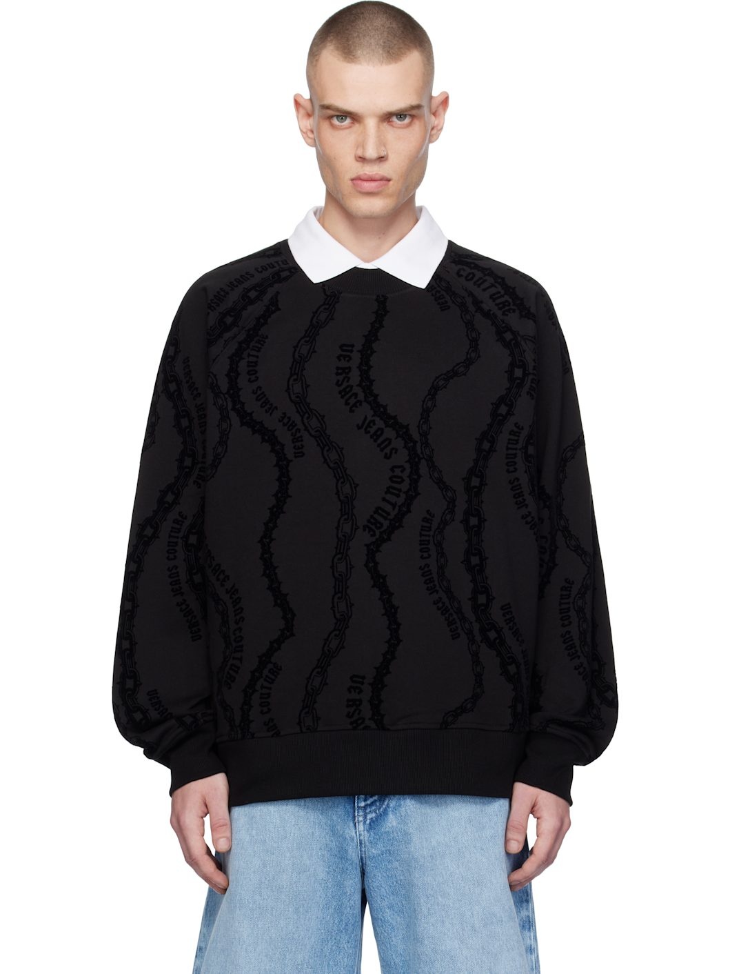 Black Chain Couture Sweatshirt - 1