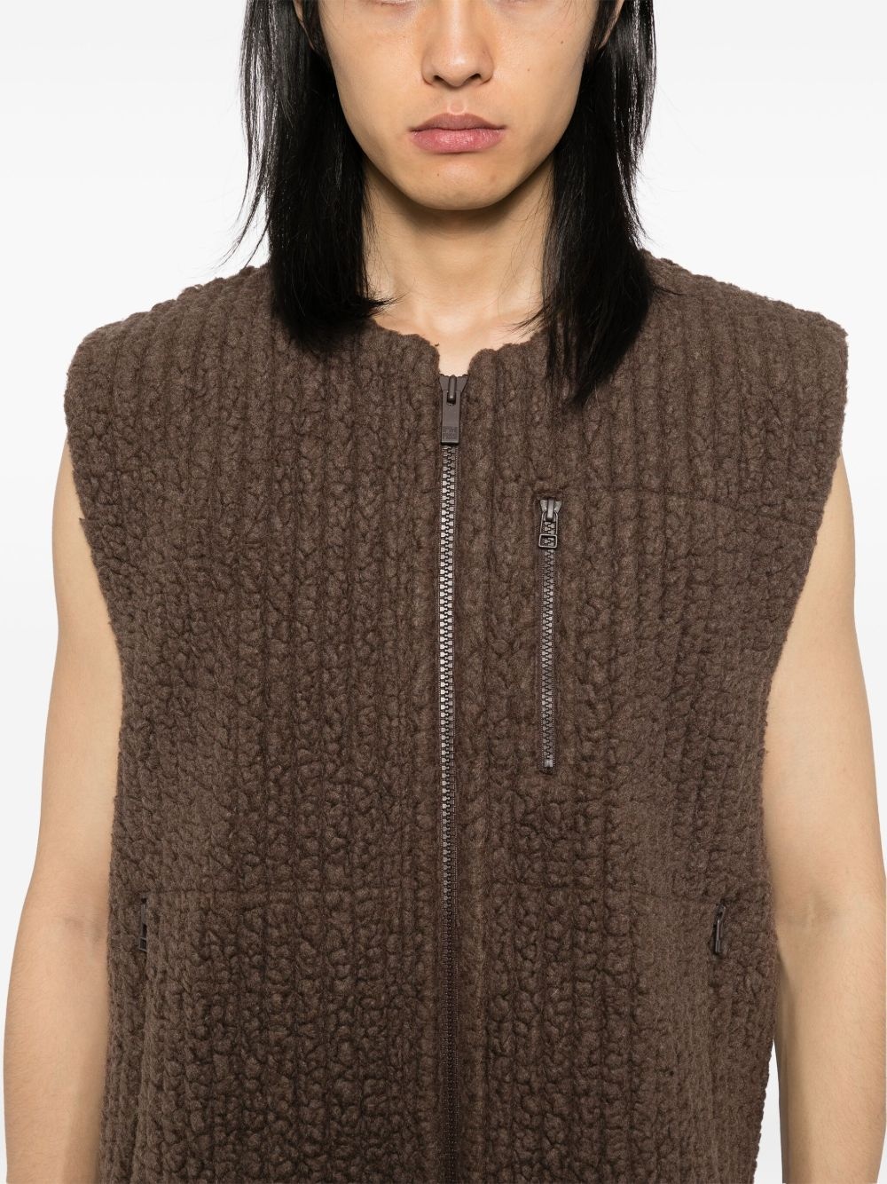 fleeced pleats gilet - 5