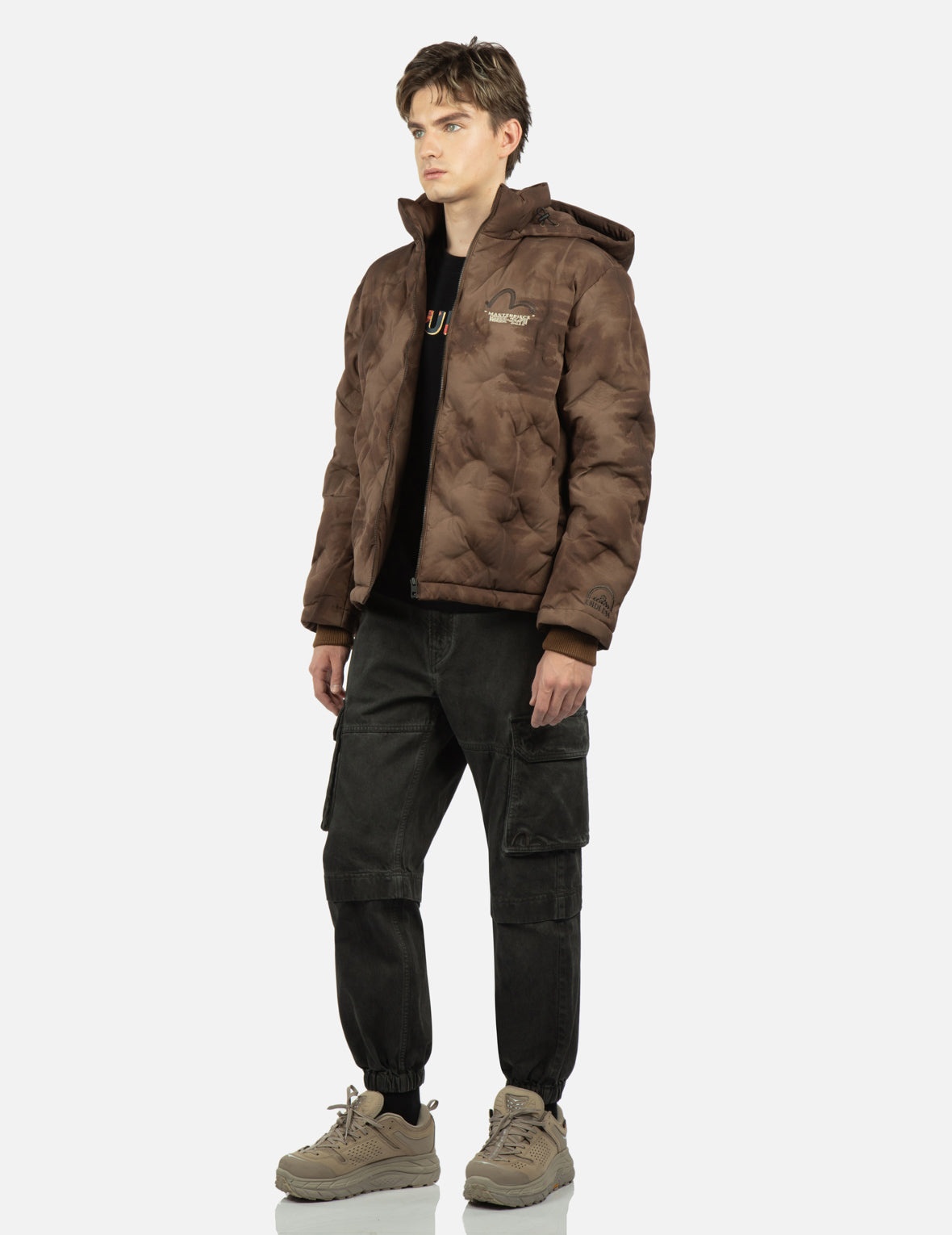 Embossed Graphics Tie Dye Print Down Jacket - 4