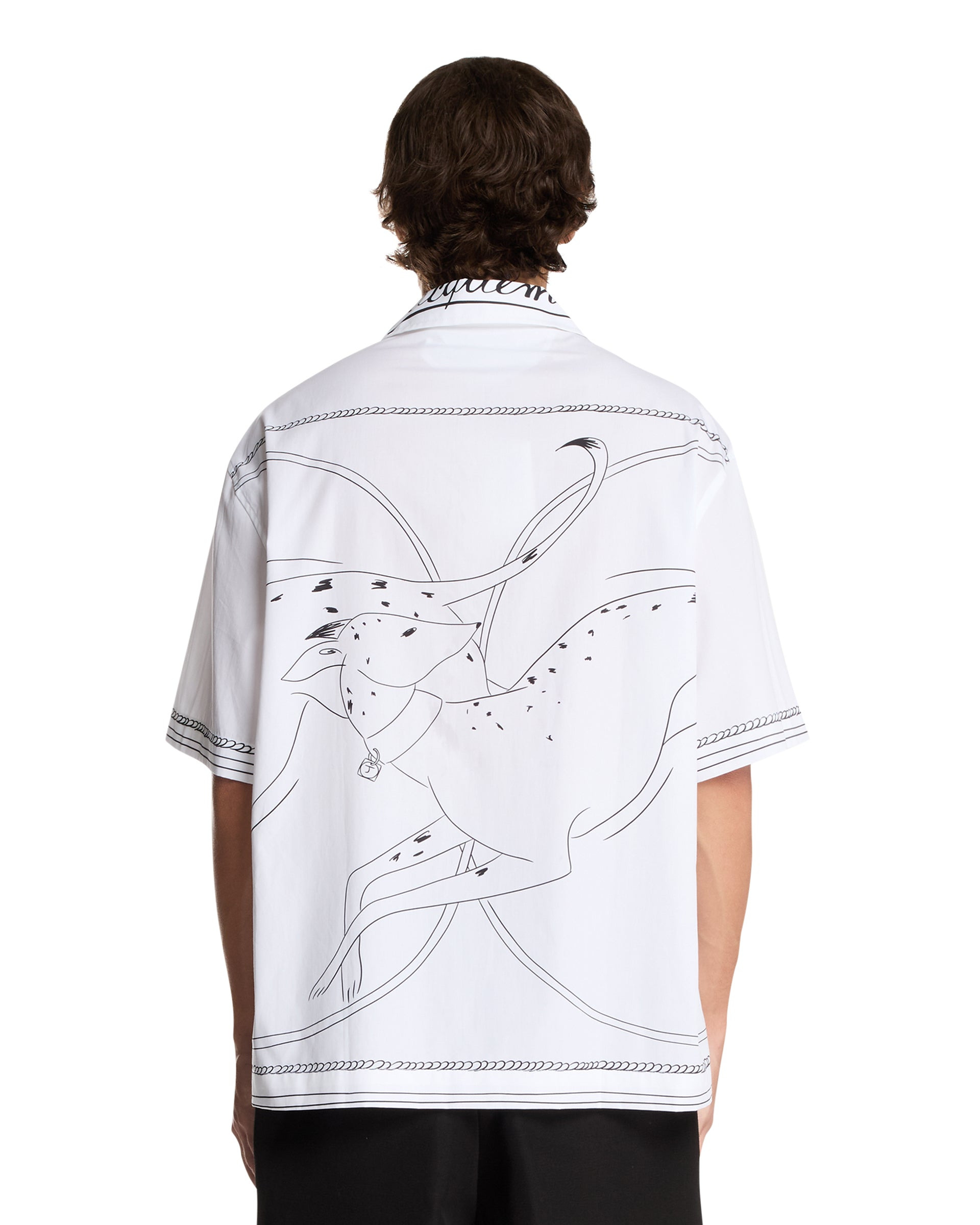 White Dog Print Denim Shirt - 3