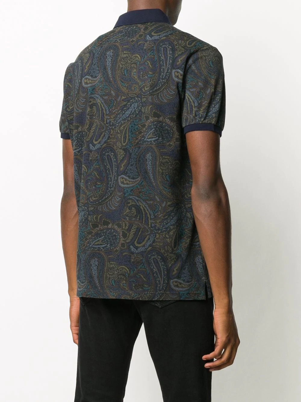 paisley print cotton polo shirt - 4