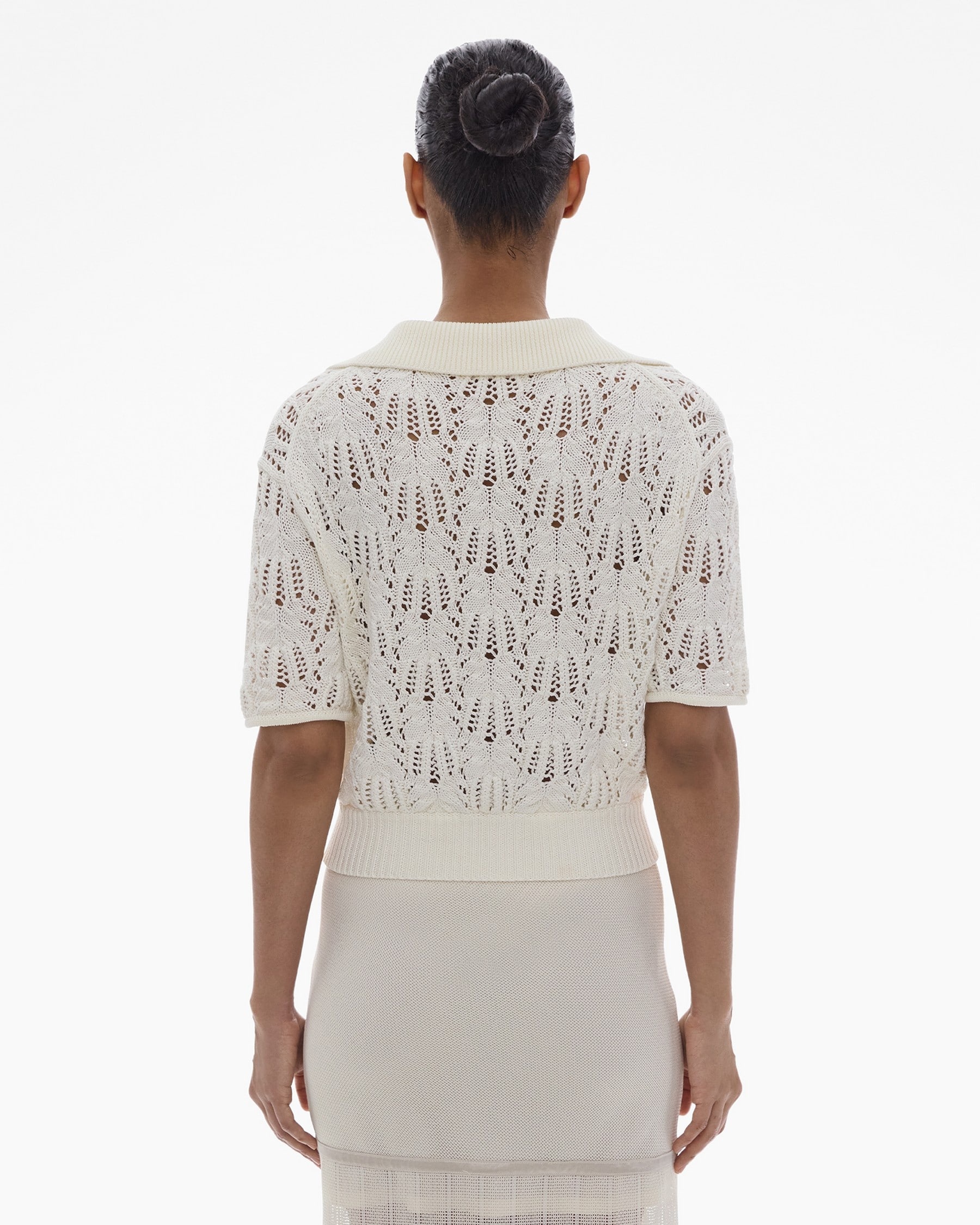 CROPPED COTTON POLO SWEATER - 4