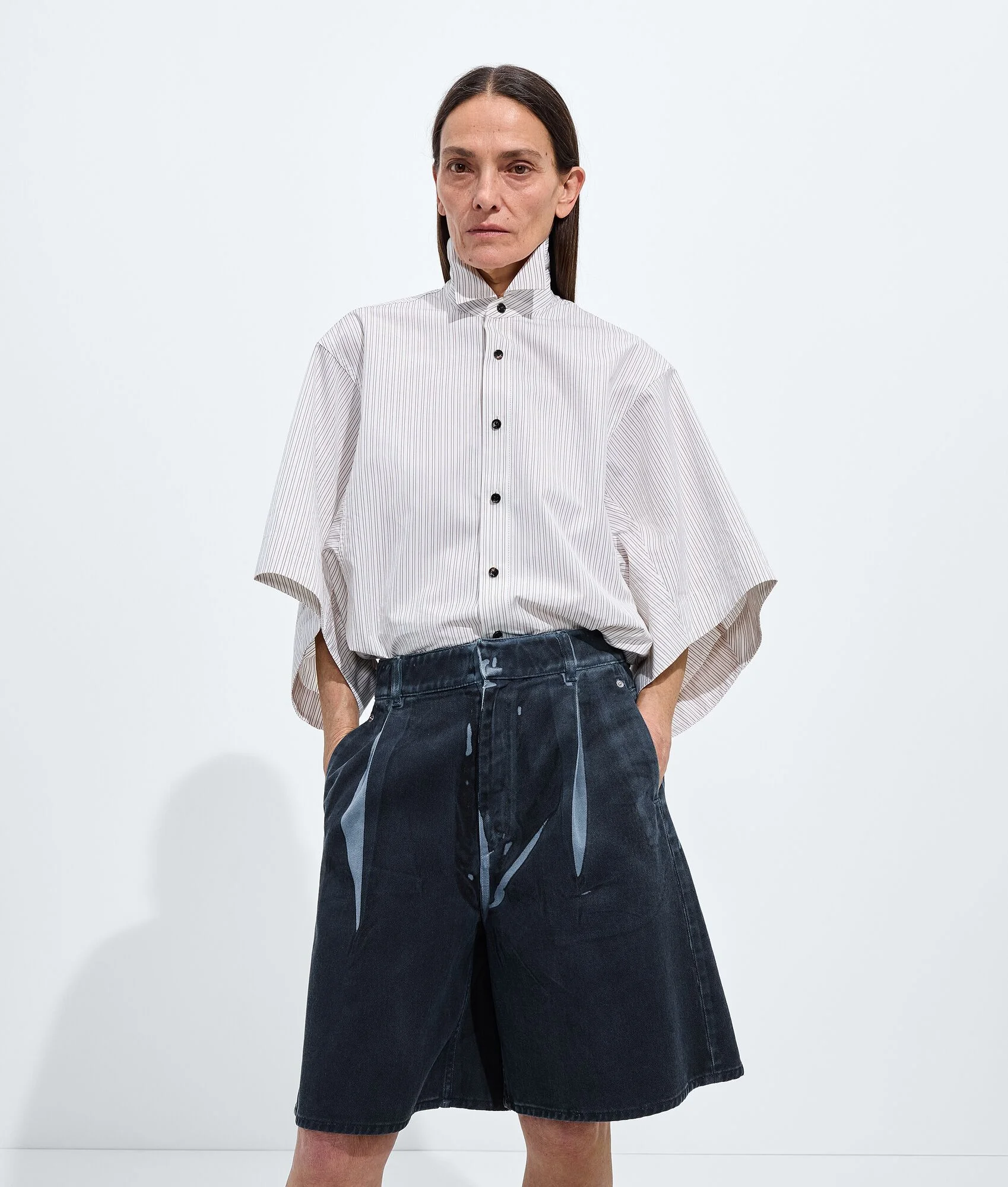 Overdyed Denim Shorts - 1