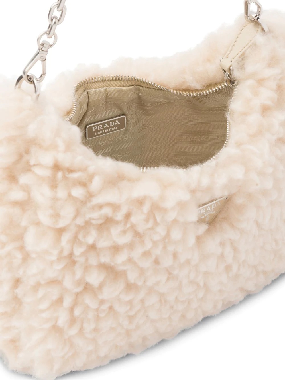 shearling logo-plaque crossbody bag - 6