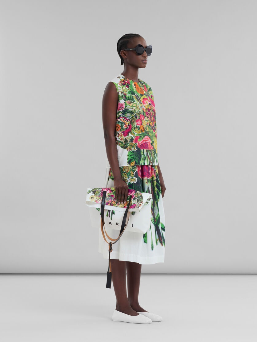 WHITE POPLIN SKIRT WITH MYSTICAL BLOOM PRINT - 5