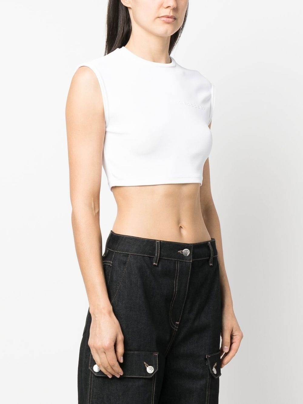 solid cropped top - 3