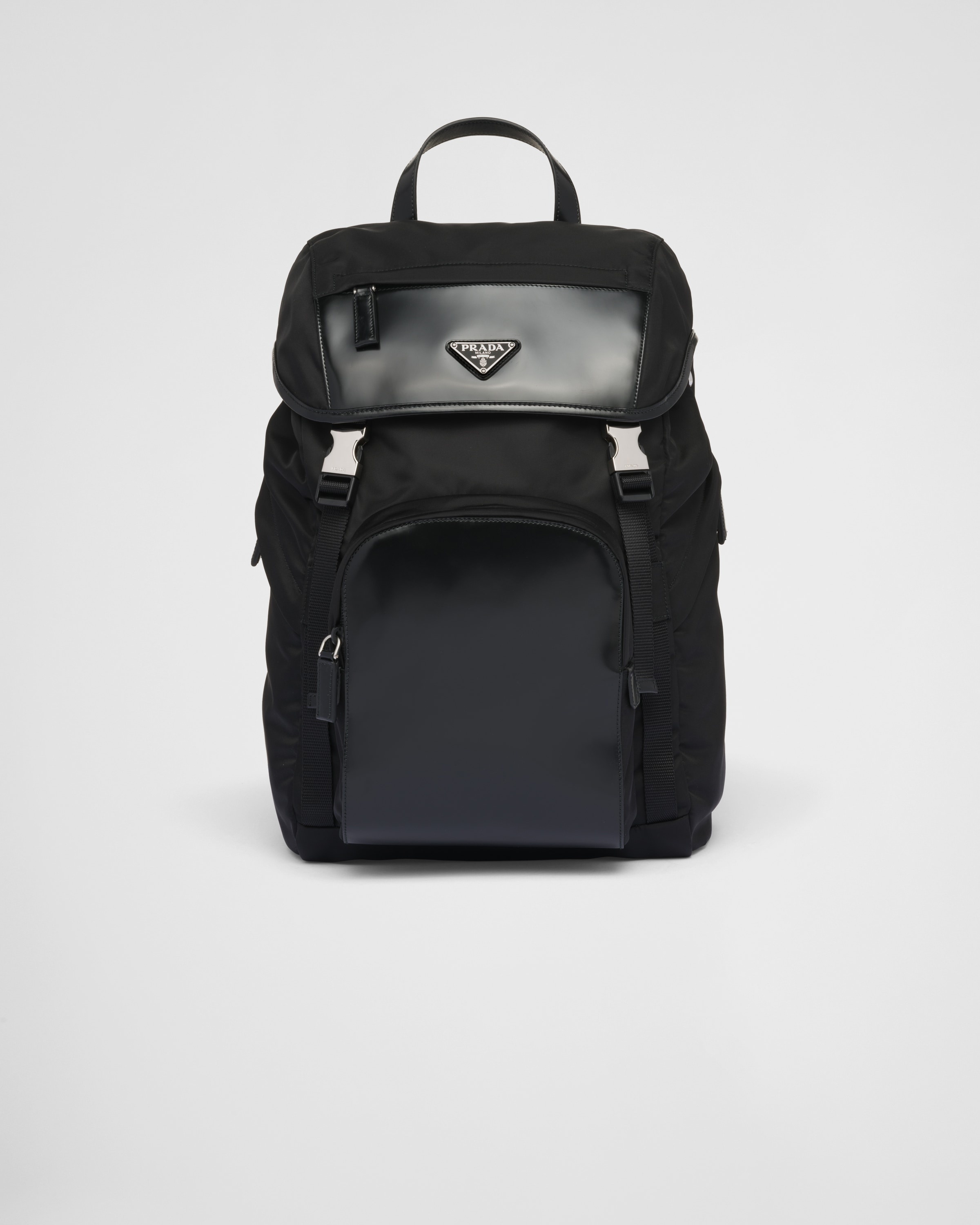 Re-Nylon and brushed leather backpack - 1