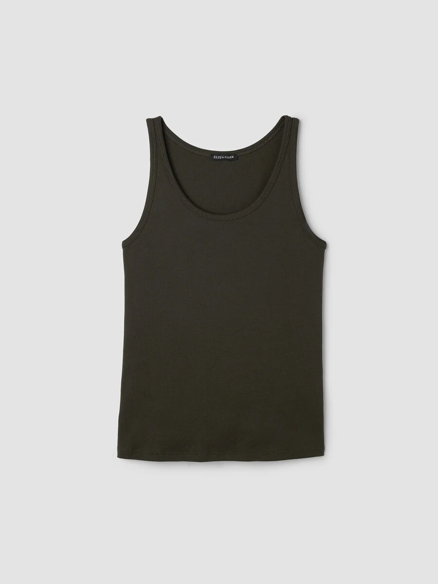 Organic Cotton Stretch Rib Scoop Neck Tank - 1