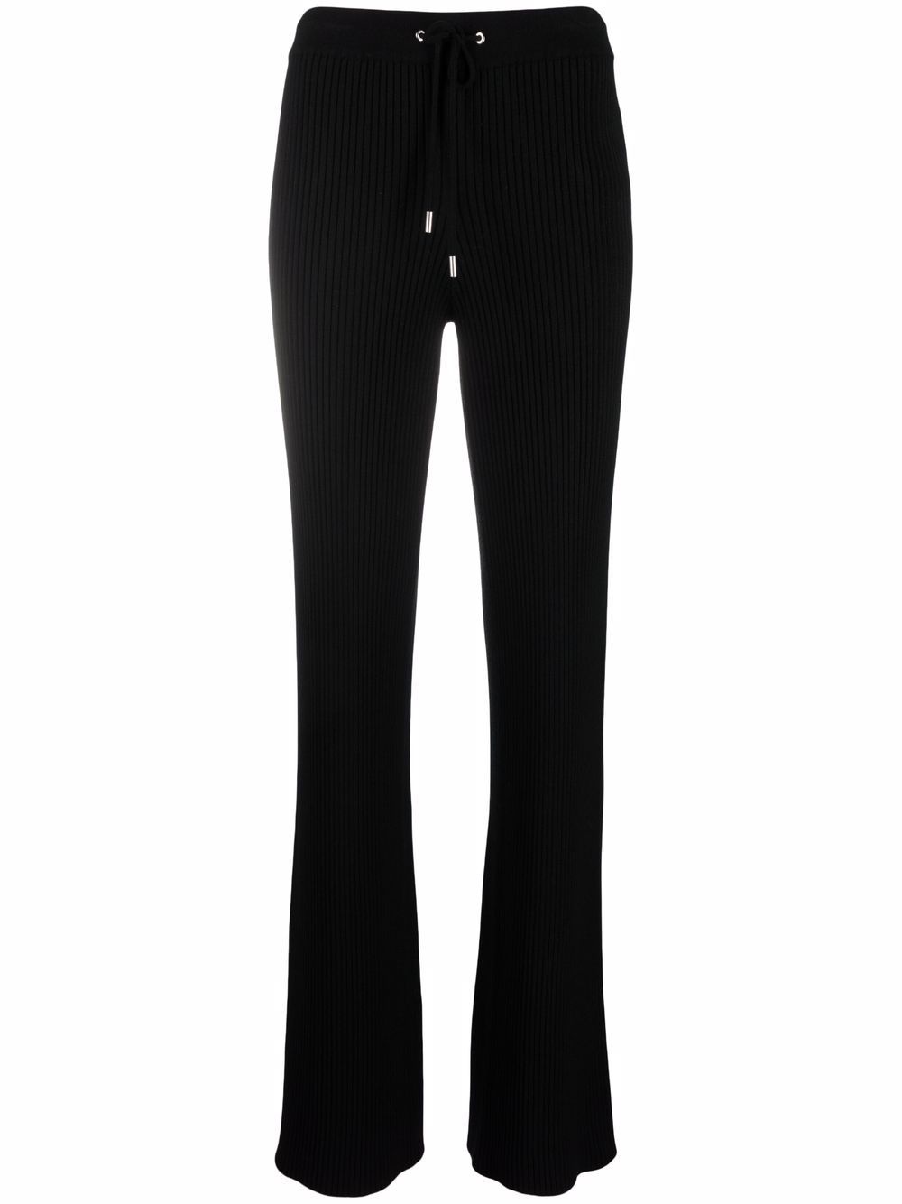 ribbed-knit flared trousers - 1