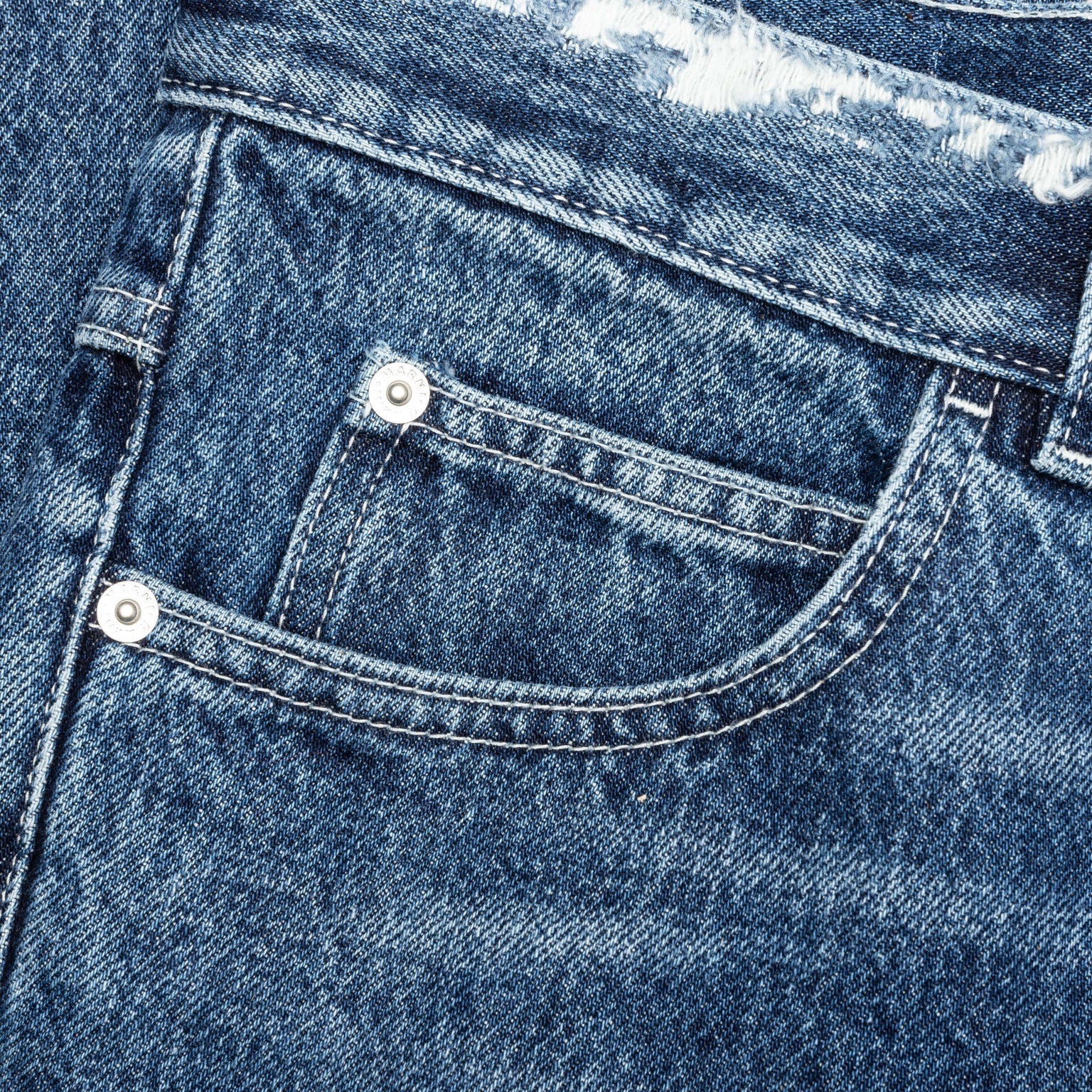 VIRGIN WOOL DENIM TROUSERS WITH KNITTED PATCHES  - DEEP BLUE - 3