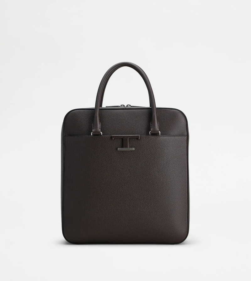TIMELESS BRIEFCASE IN LEATHER SMALL - BROWN 1