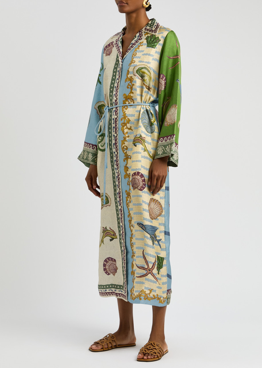 Alemais Bath House Printed Silk Maxi Shirt Dress - 2
