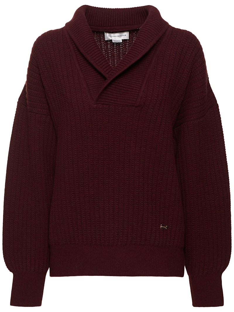 Shawl-neck wool sweater - 1