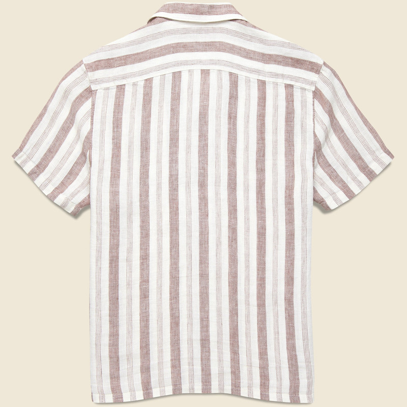 FAHERTY Palma Linen Shirt - Island Brown Stripe outlook