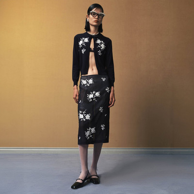 SHUSHU/TONG Floral Bow Midi-Skirt in Navy outlook