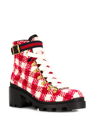 GUCCI block heel checked boots outlook