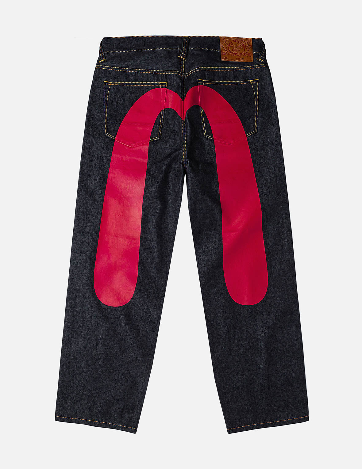 Red Daicock Print Loose Fit Jeans #2038 - 3