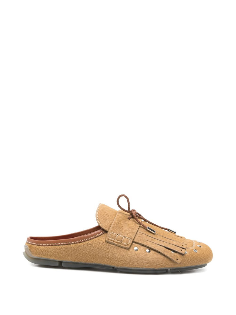 Montego calf-hair fringed mules 1