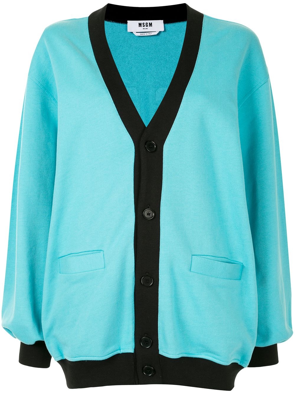 logo-embroidered V-neck cardigan - 1