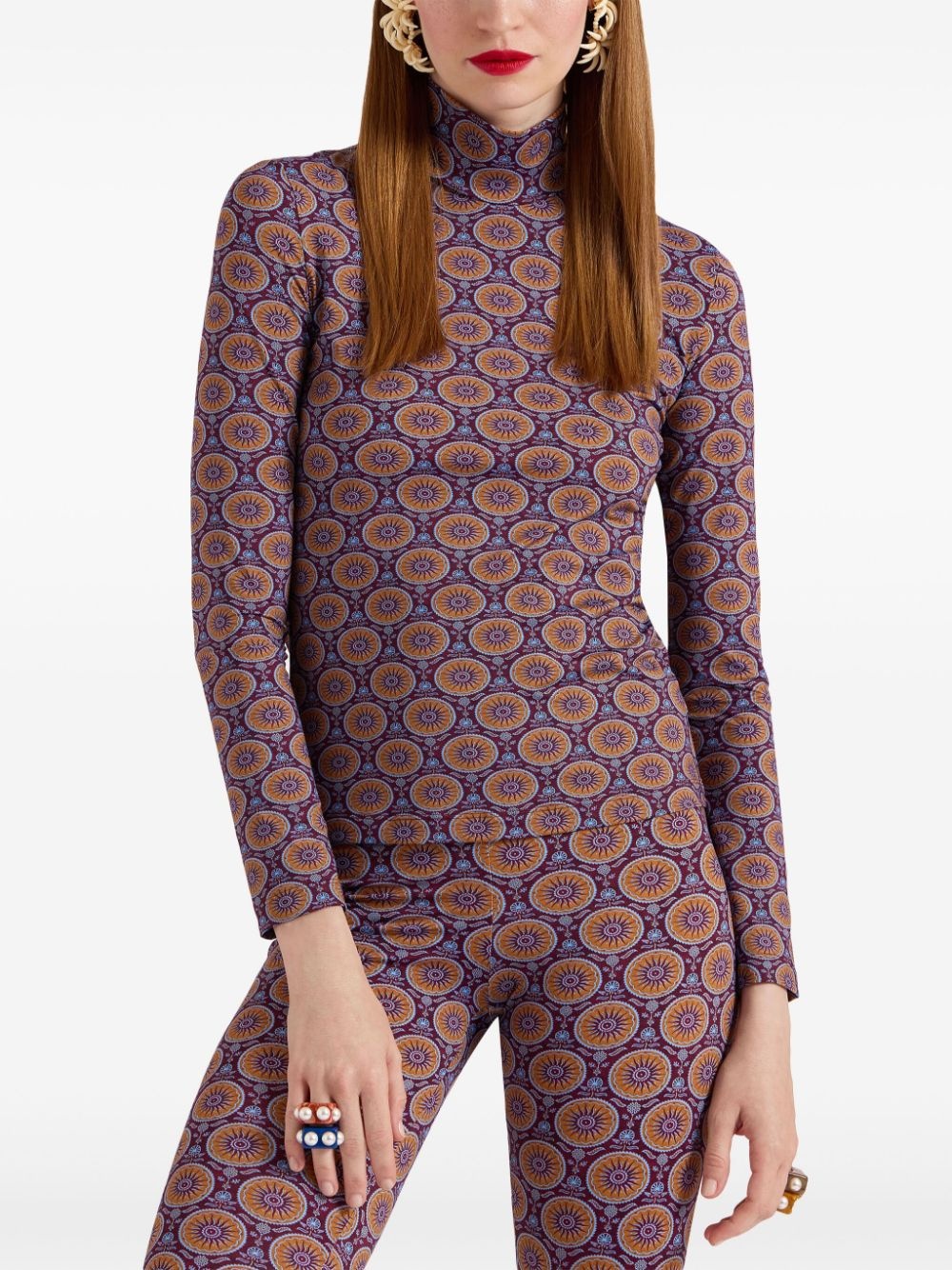 geometric-pattern turtleneck - 2