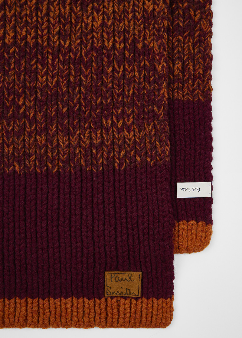 Paul Smith Lambswool Twisted Yarn Red and Orange Beanie and Scarf Set outlook