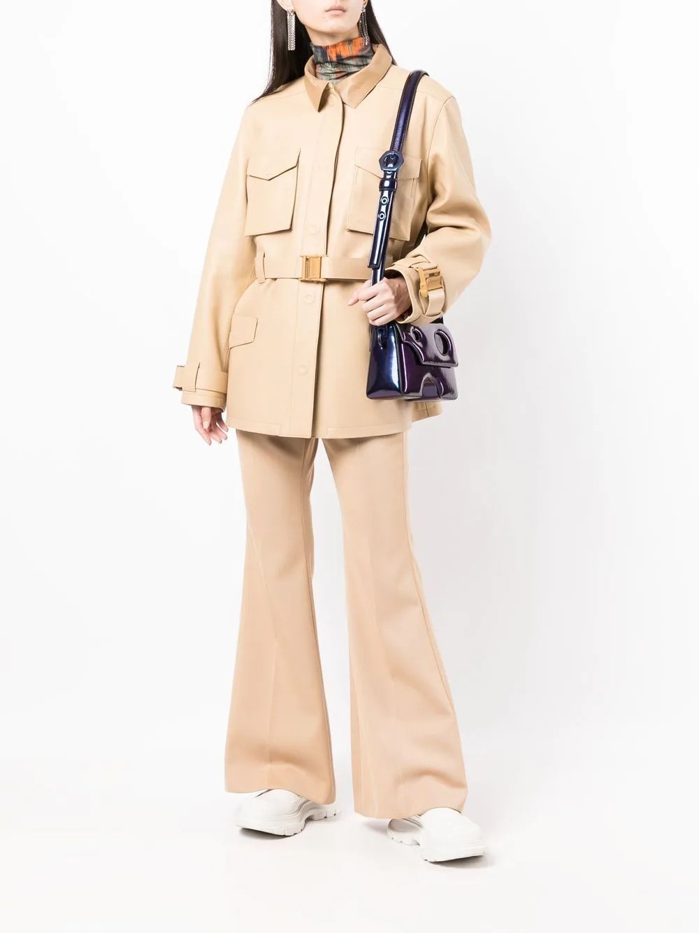 single-breasted belted-waist coat - 2