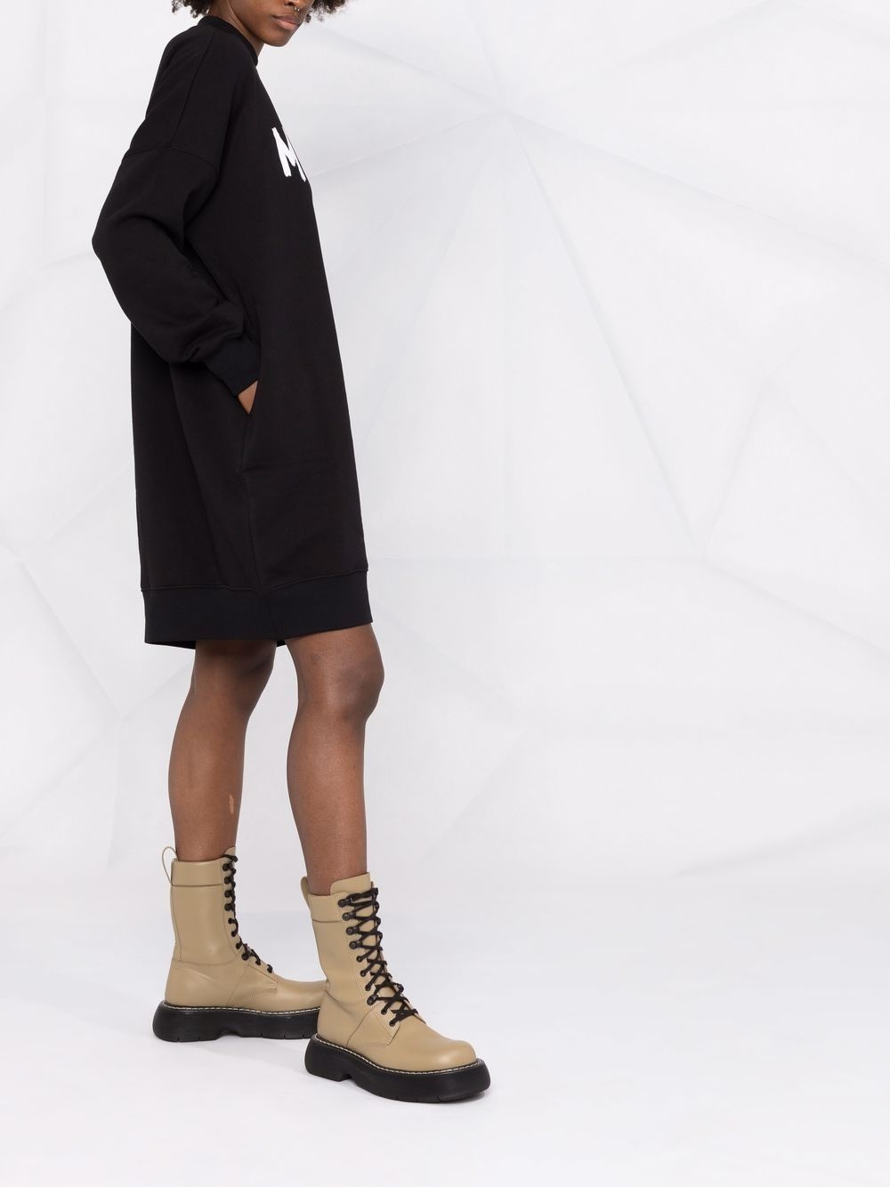 brushstroke-logo sweatshirt dress - 4