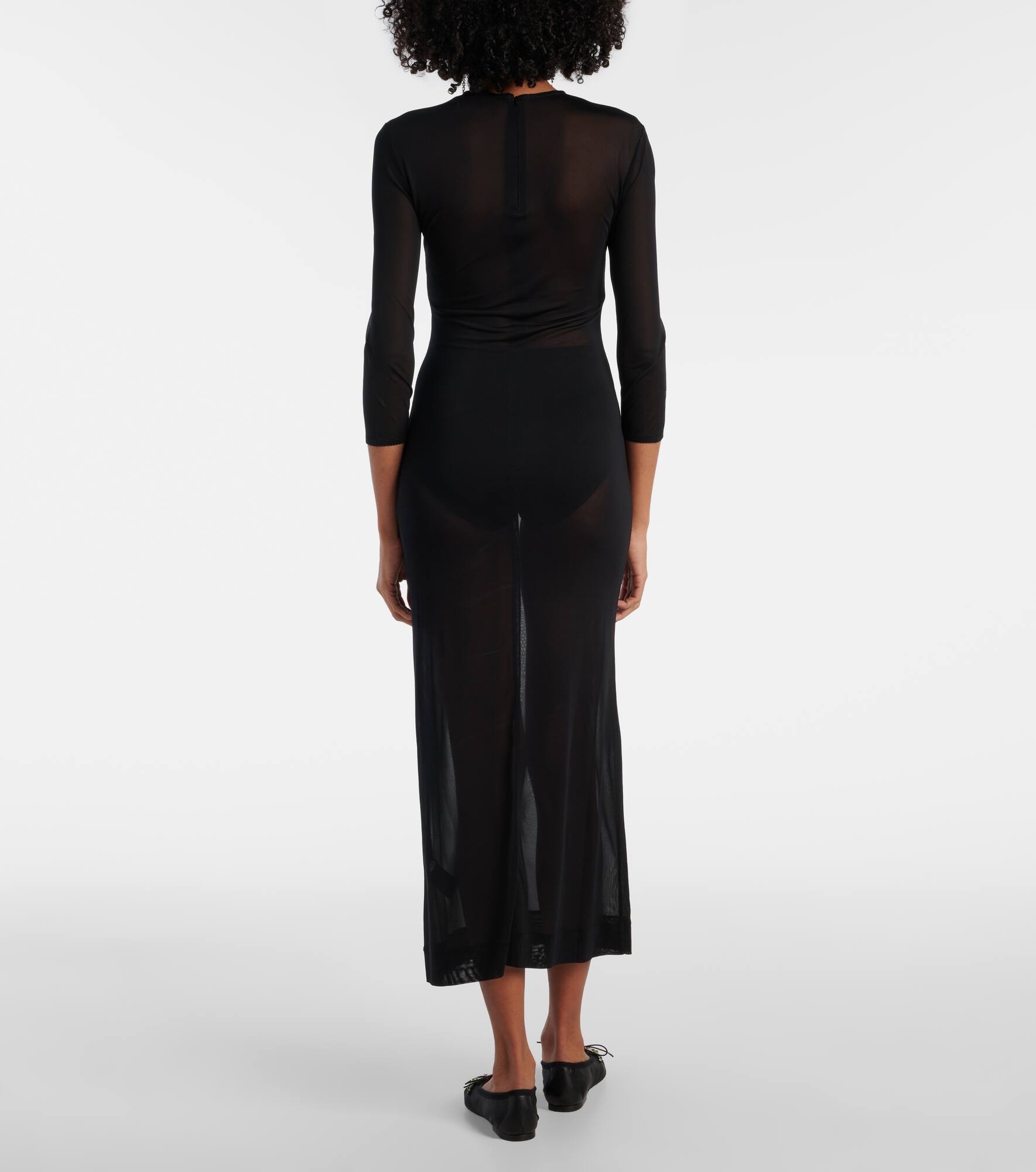 Crystal-embellished sheer cocktail dress - 3