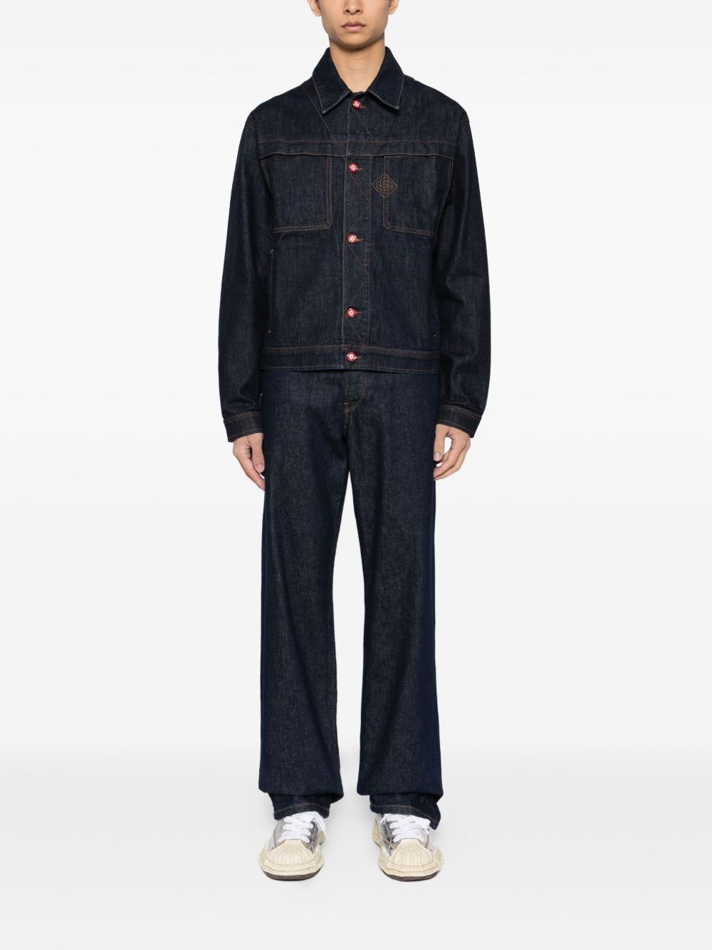 embroidered logo denim jacket - 2