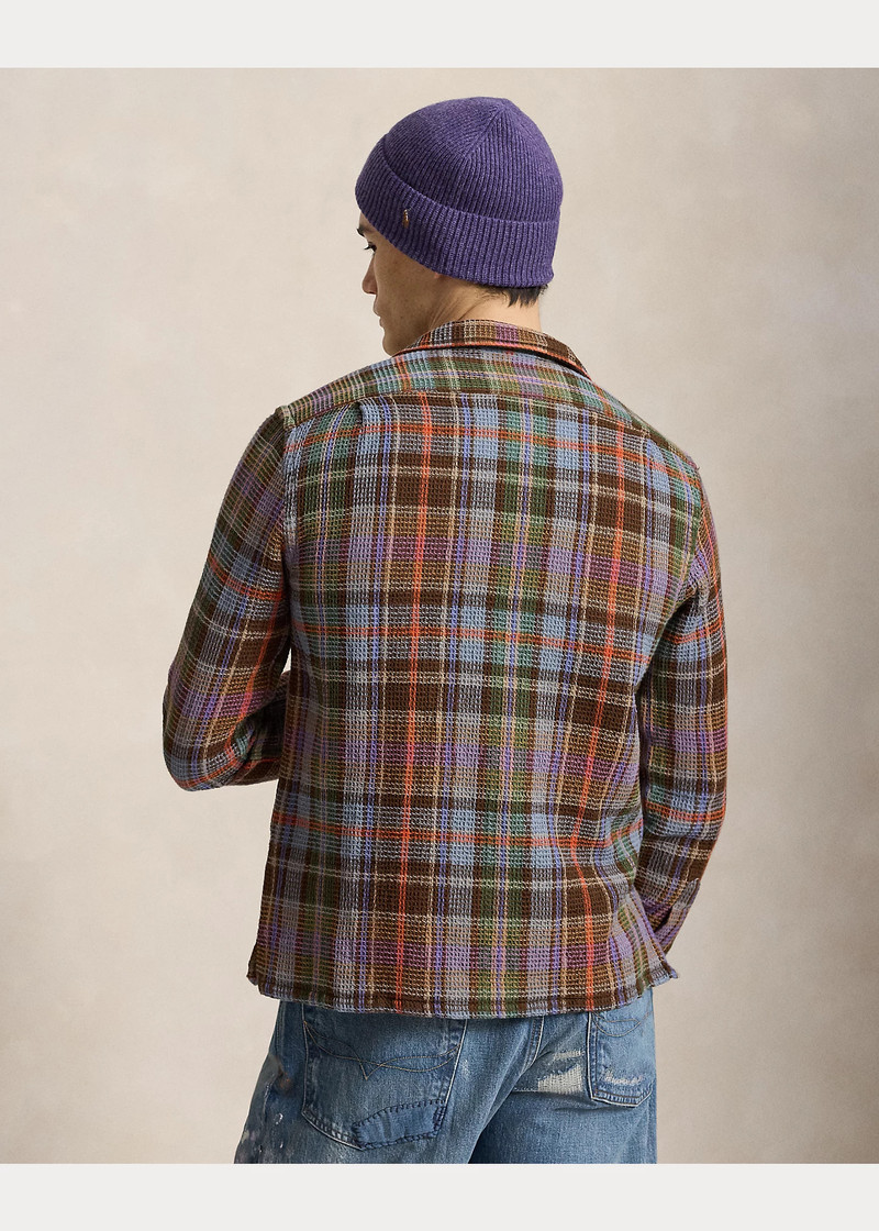 Classic Fit Plaid Waffle Camp Shirt 4