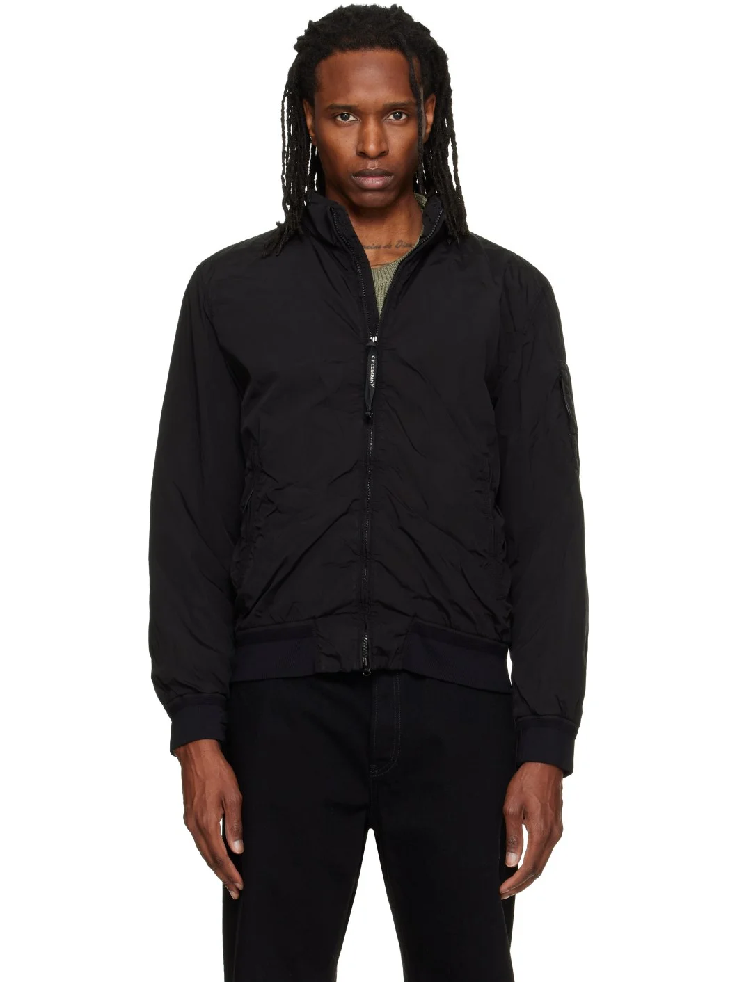 Black Nycra-R Padded Bomber Jacket - 1