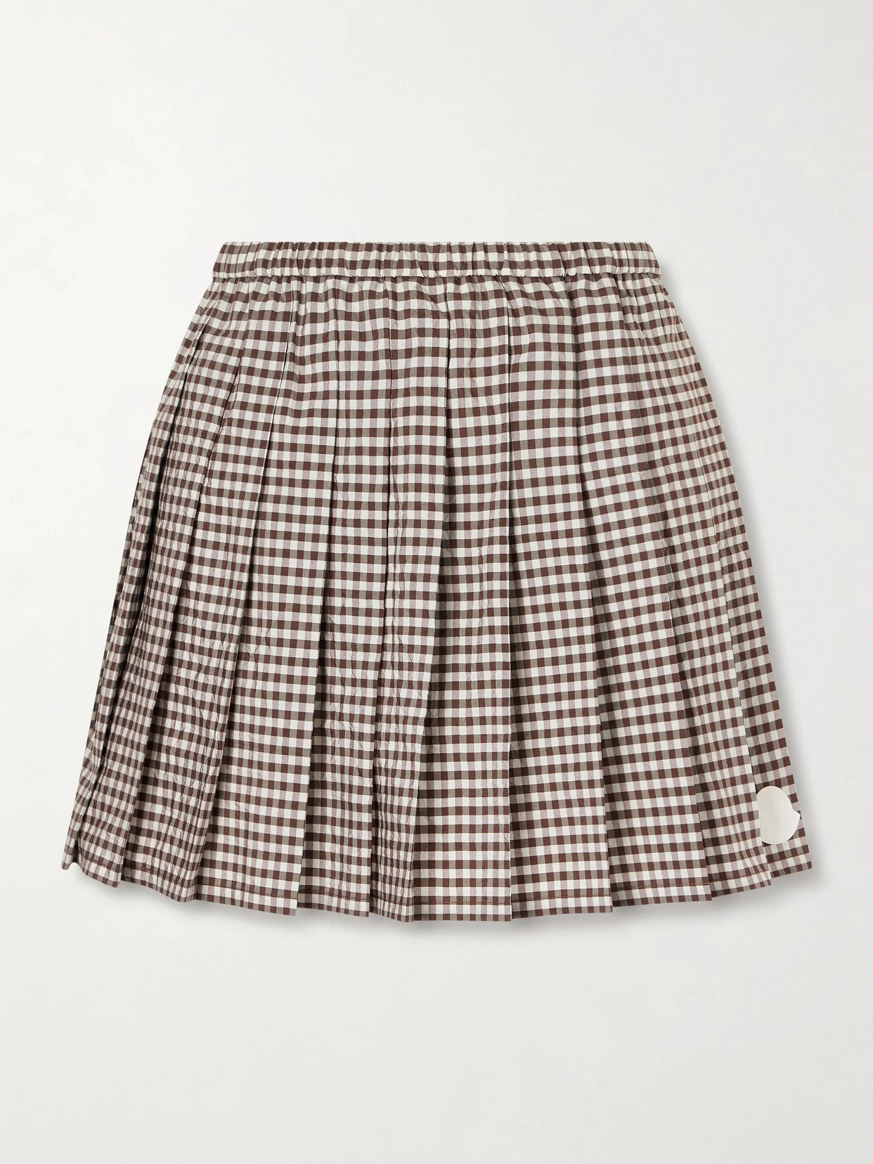Appliquéd Pleated Gingham Cotton-blend Mini Skirt - 1