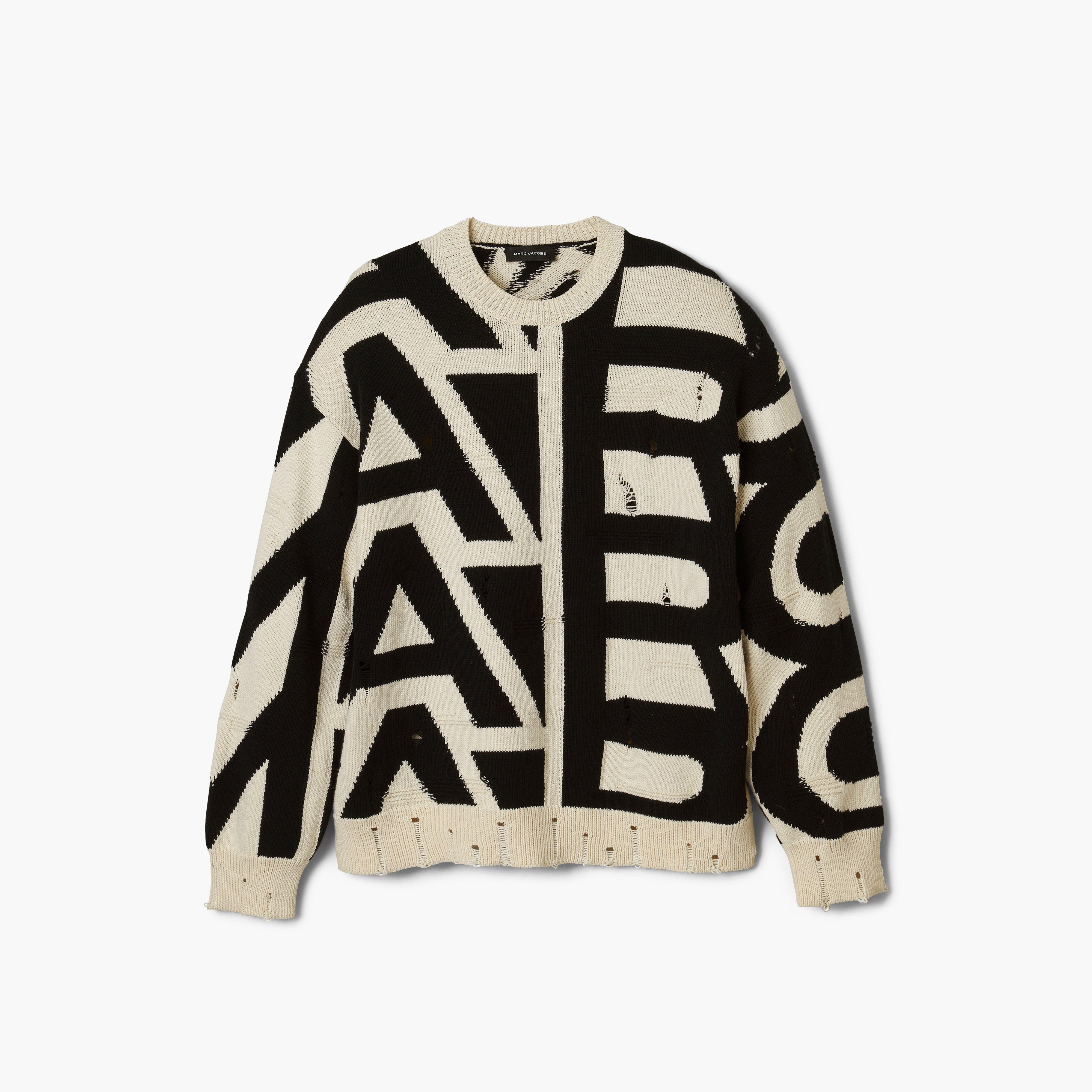 DISTRESSED MONOGRAM OVERSIZE SWEATER - 2