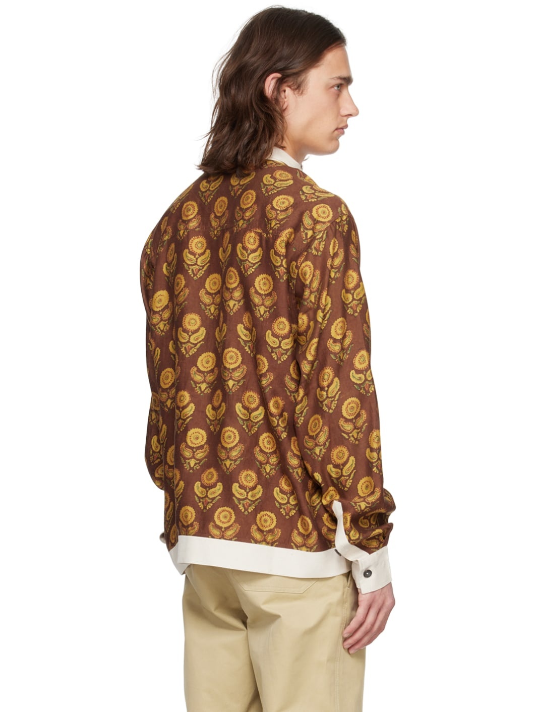 Brown & Yellow Paneled Shirt - 3