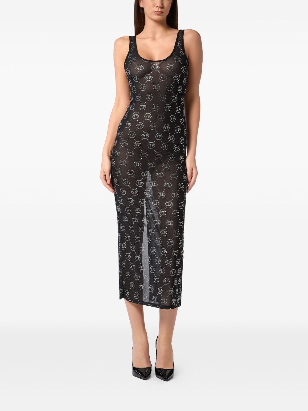 monogram translucent dress - 3