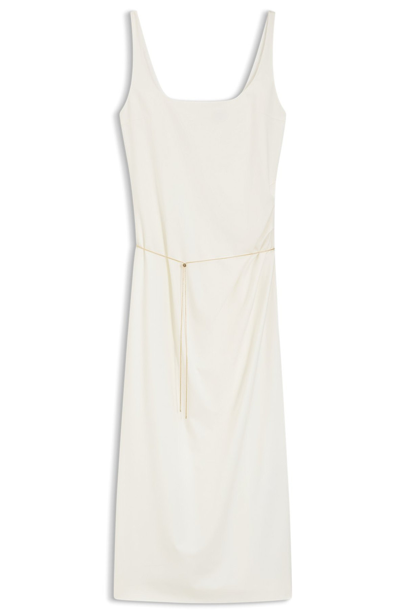 SQUARE-NECK DRESS WITH GOLDEN CHAIN BELT 1