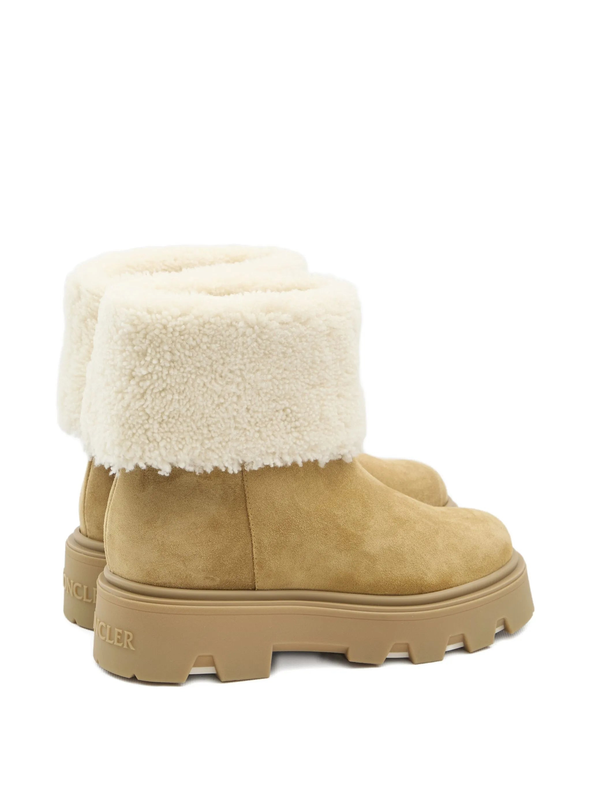 Moncler Aurea Shearling Logo Patch Boots - 4