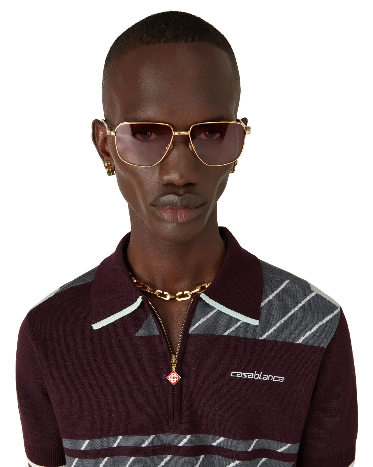 Merino Diagonal Tennis Polo | Casablanca Paris - 4